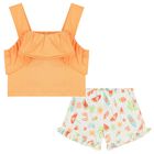 Girls Orange & Ivory Fruit Shorts Set, 1, hi-res
