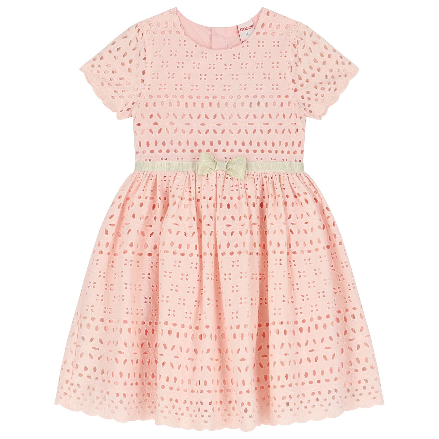 Girls Pink Broderie Anglaise Dress, 1, hi-res image number null