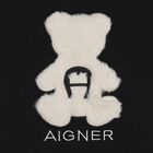 Girls Black Faux Fur Teddy Bear Logo T-Shirt, 2, hi-res
