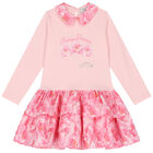 Girls Pink Floral Dress, 1, hi-res