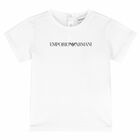 Younger Boys White Logo T-Shirt, 1, hi-res