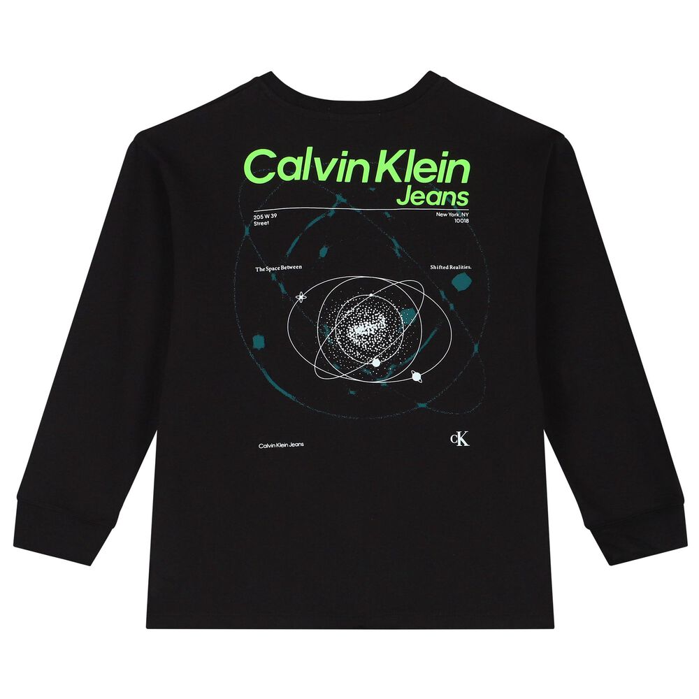 Calvin Klein Boys Black Logo Long Sleeve Top Junior Couture USA