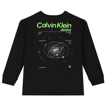 Boys Black Logo Long Sleeve Top