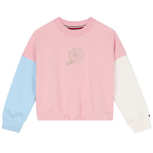Girls Pink Colourblock Sweatshirt