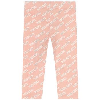 Younger Girls Pink Logo Leggings