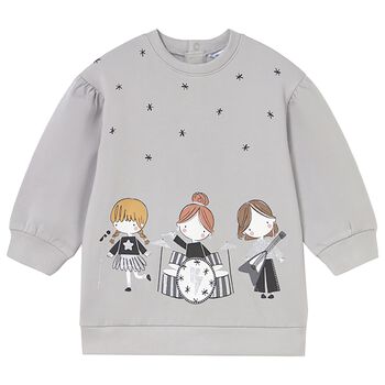 Younger Girls Grey Fleece Sweatshirt Dress