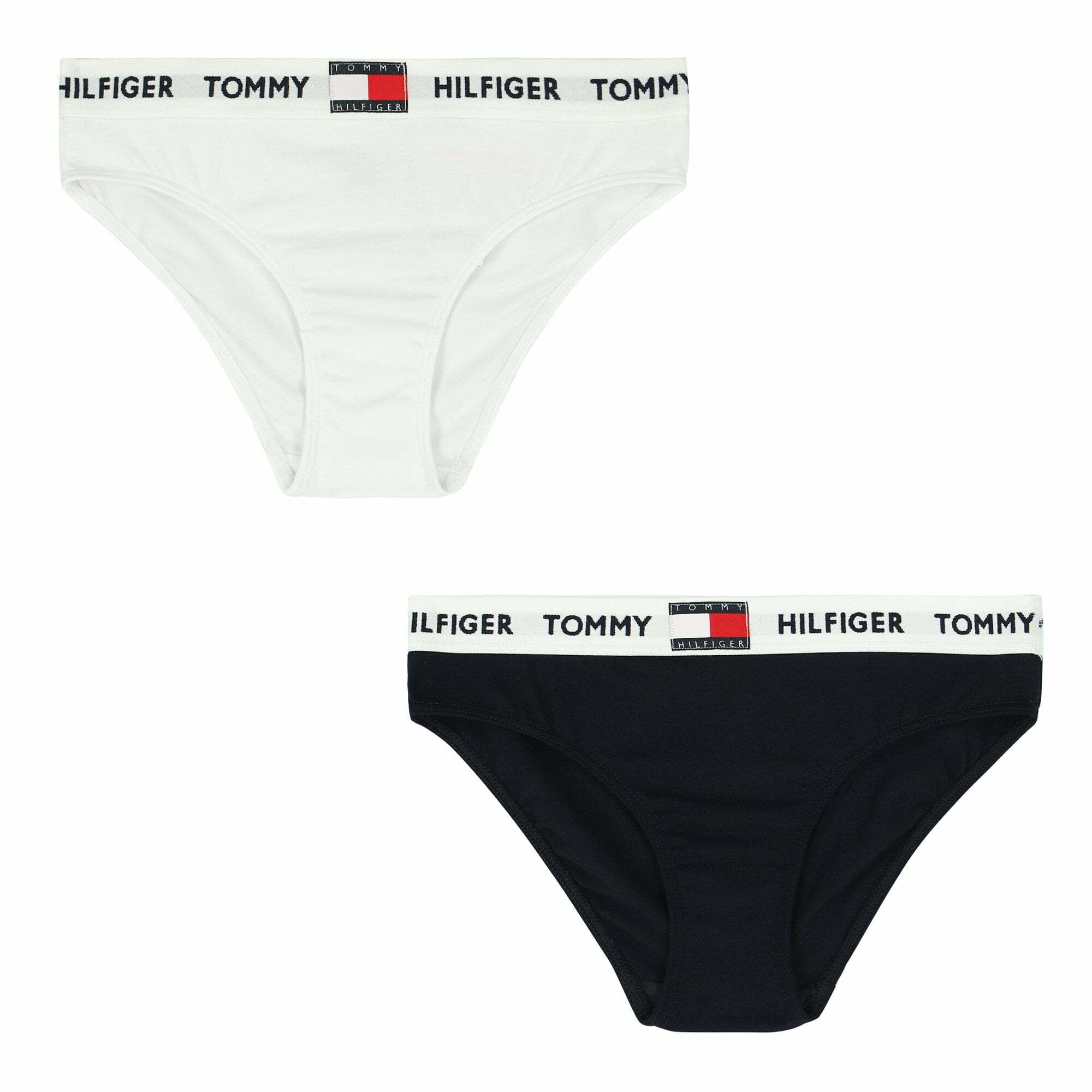 Tommy Hilfiger Girls White Navy Logo Knickers 2 Pack Junior