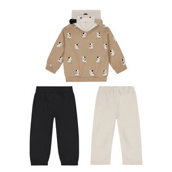 Younger Boys Beige, Ivory & Black Tracksuit ( 3 Piece )