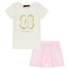 بيجاما بالشعار باللون العاجي والزهري للبنات, 1, hi-res