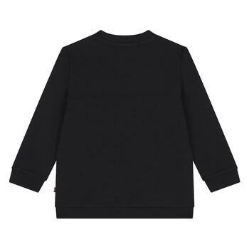 Younger Boys Black & White Logo Hooded Top