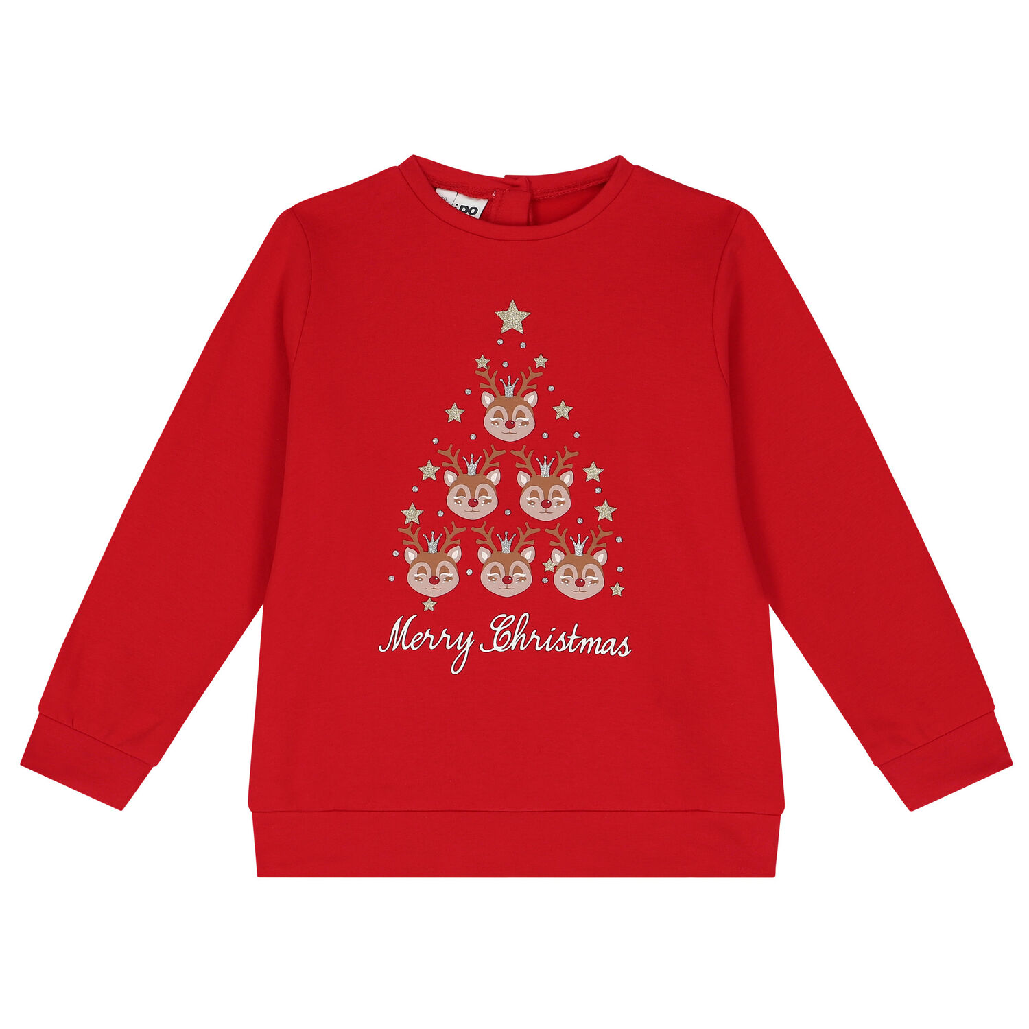 Girls Red Reindeer Sweatshirt, 1, hi-res