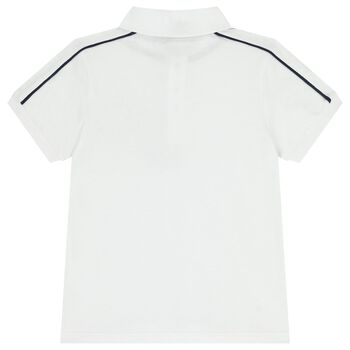 Boys White Logo Polo Shirt