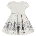 Girls Ivory Floral Jacquard Dress, 1, hi-res