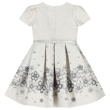 Girls Ivory Floral Jacquard Dress