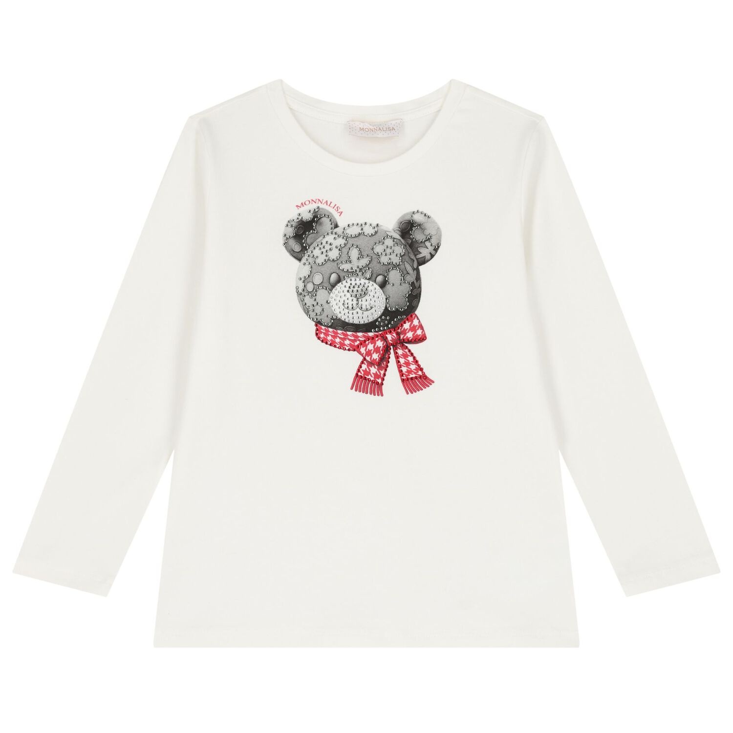 Girls Ivory & Grey Teddy Bear Skirt Set, 1, hi-res