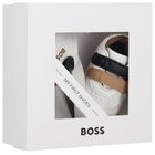 Baby Boys White Logo Pre Walker Shoes, 1, hi-res