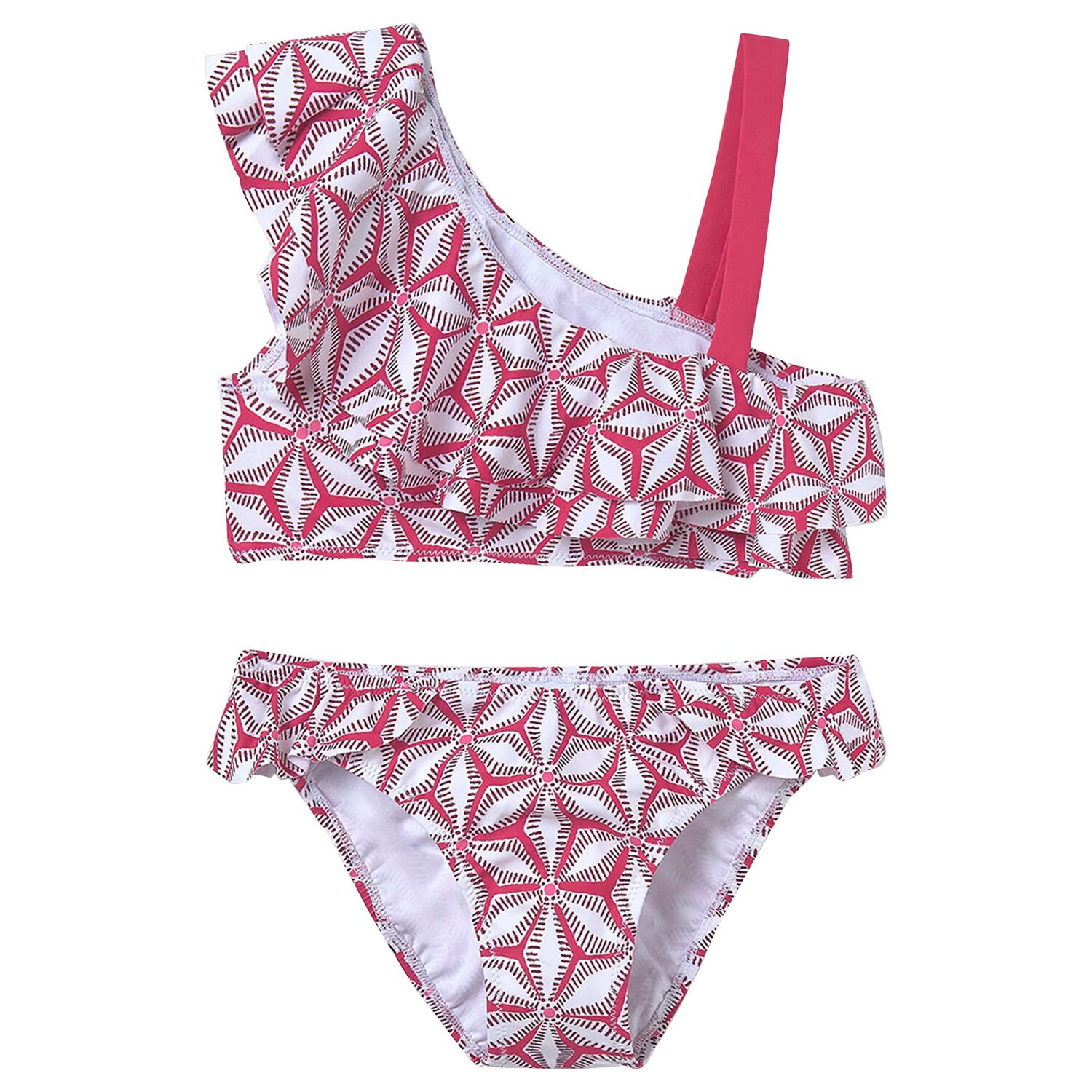 Girls Pink Floral Pattern Bikini, 2, hi-res image number null