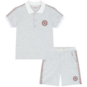 Boys Grey Polo Short Set