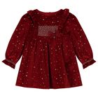 Younger Girls Red Velour Star Dress, 1, hi-res