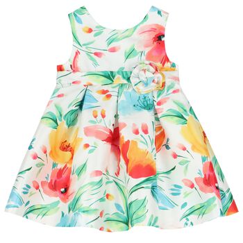 Younger Girls White Floral Dress