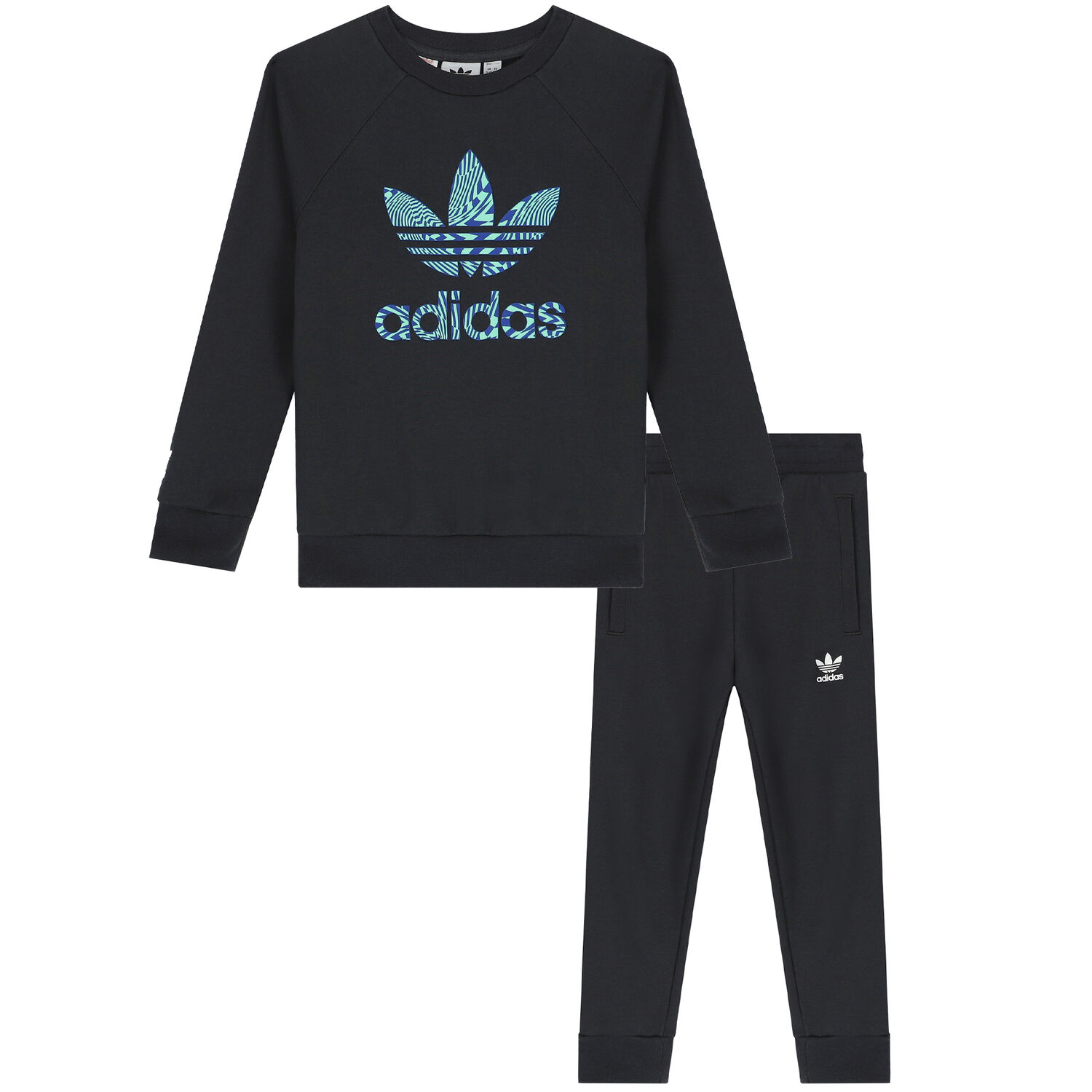 بدلة رياضية بشعار تريفويل باللون الأسود, 1, hi-res