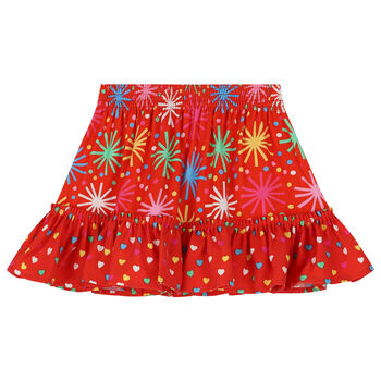 Girls Red Flared Skirt