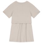 Girls Grey Logo Dress, 1, hi-res