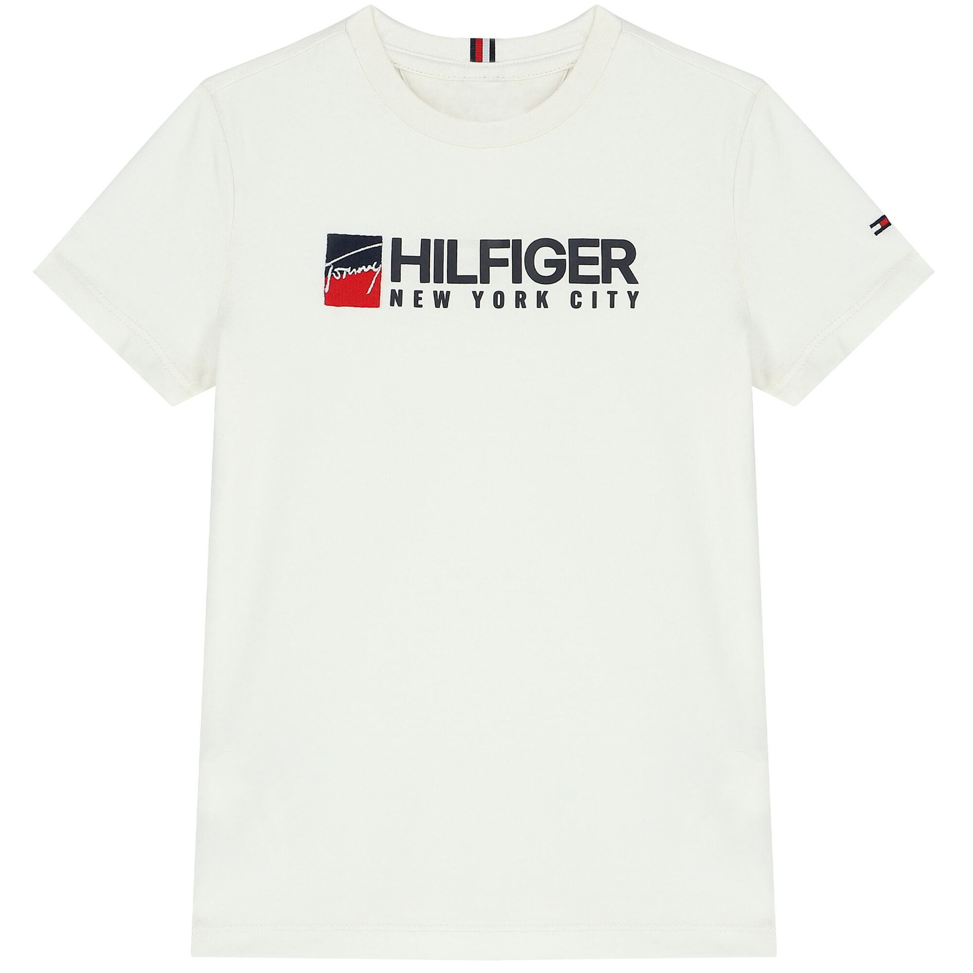Tommy Hilfiger Boys Ivory Logo T Shirt Junior Couture