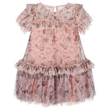 Girls Pink Bow Tulle Dress