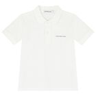 Boys White Logo Polo Shirt, 1, hi-res