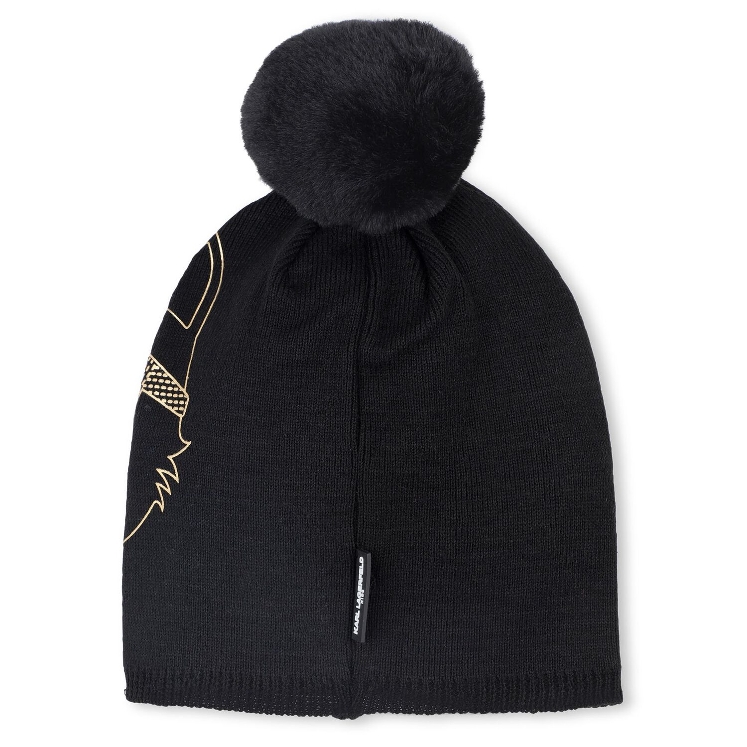 Girls Black Choupette Knitted Hat, 1, hi-res