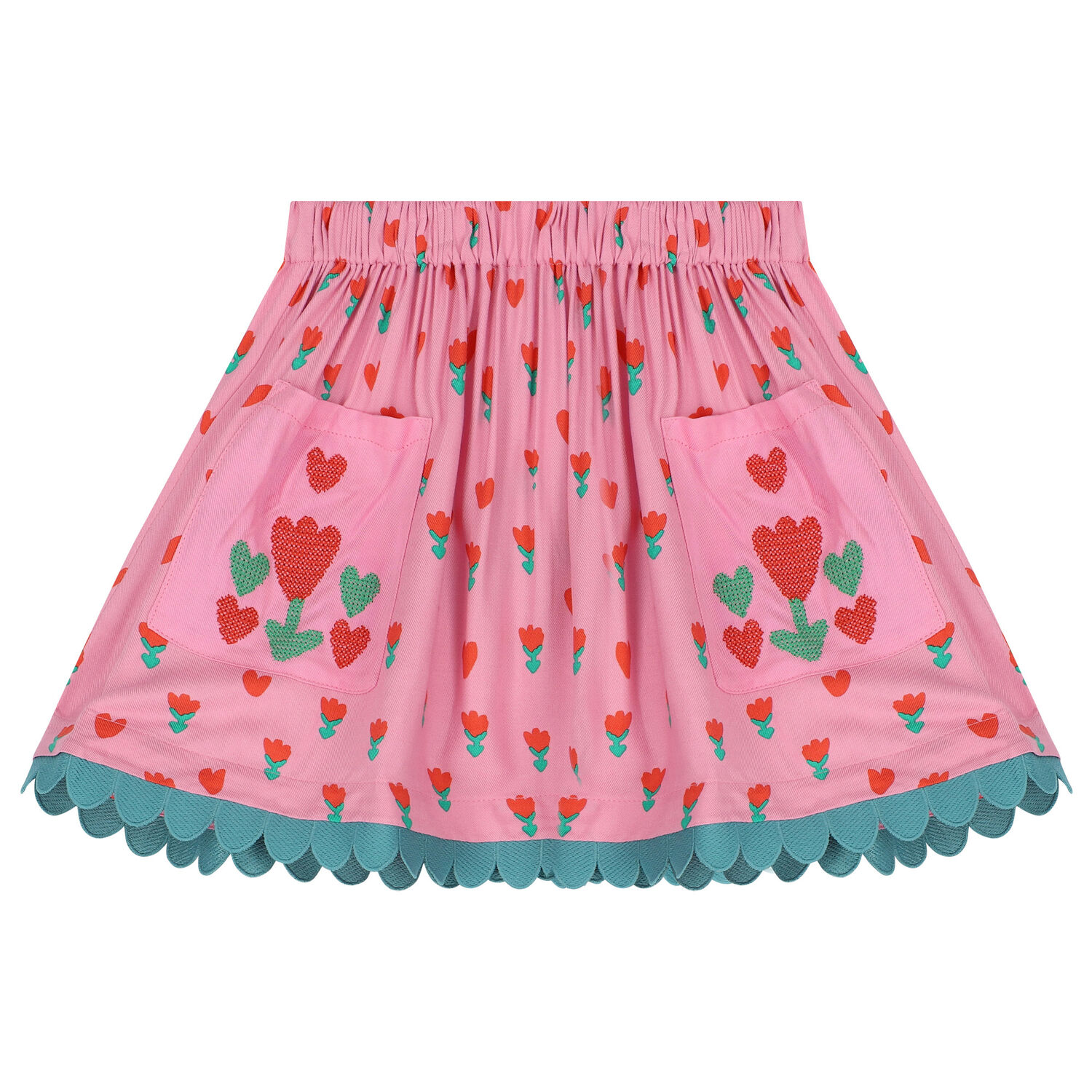 Girls Pink Tulips Skirt, 1, hi-res