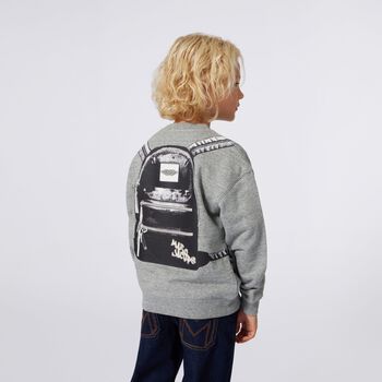 Boys Grey Logo Backpack Sweatshirt