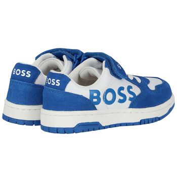 Boys Blue & White Logo Trainers