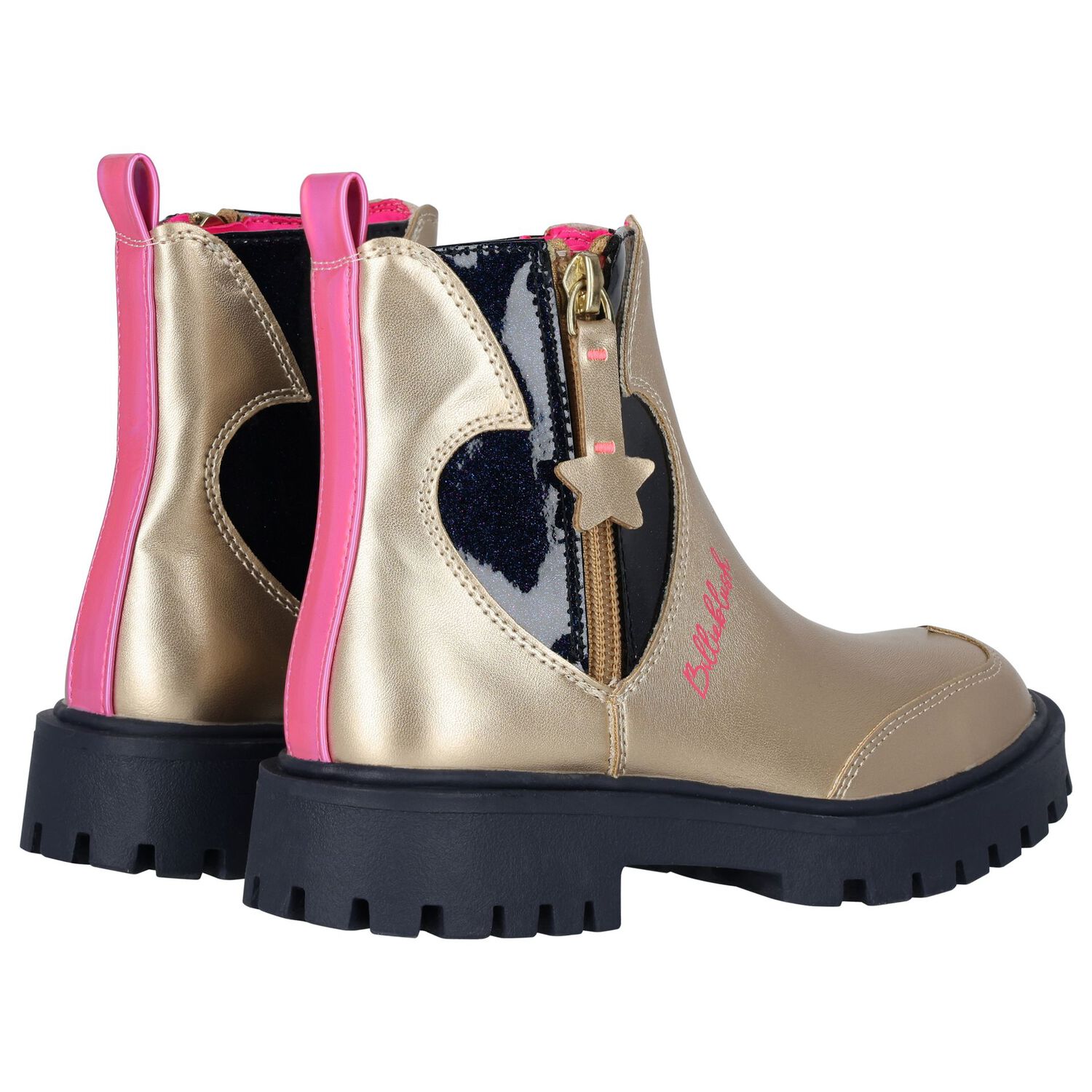 Girls Gold Faux Leather Boots, 1, hi-res image number null