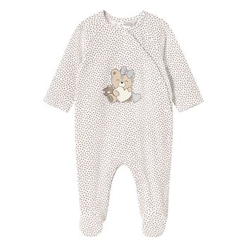 Mayoral Baby Girls Beige Bear & Hearts Babygrow, 2 Baby Girls Beige Bear & Hearts Babygrow