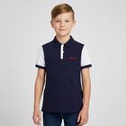 Boys Navy Blue & White Logo Polo Shirt, 1, hi-res