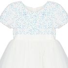 Girls White Sequin Tulle Dress, 1, hi-res