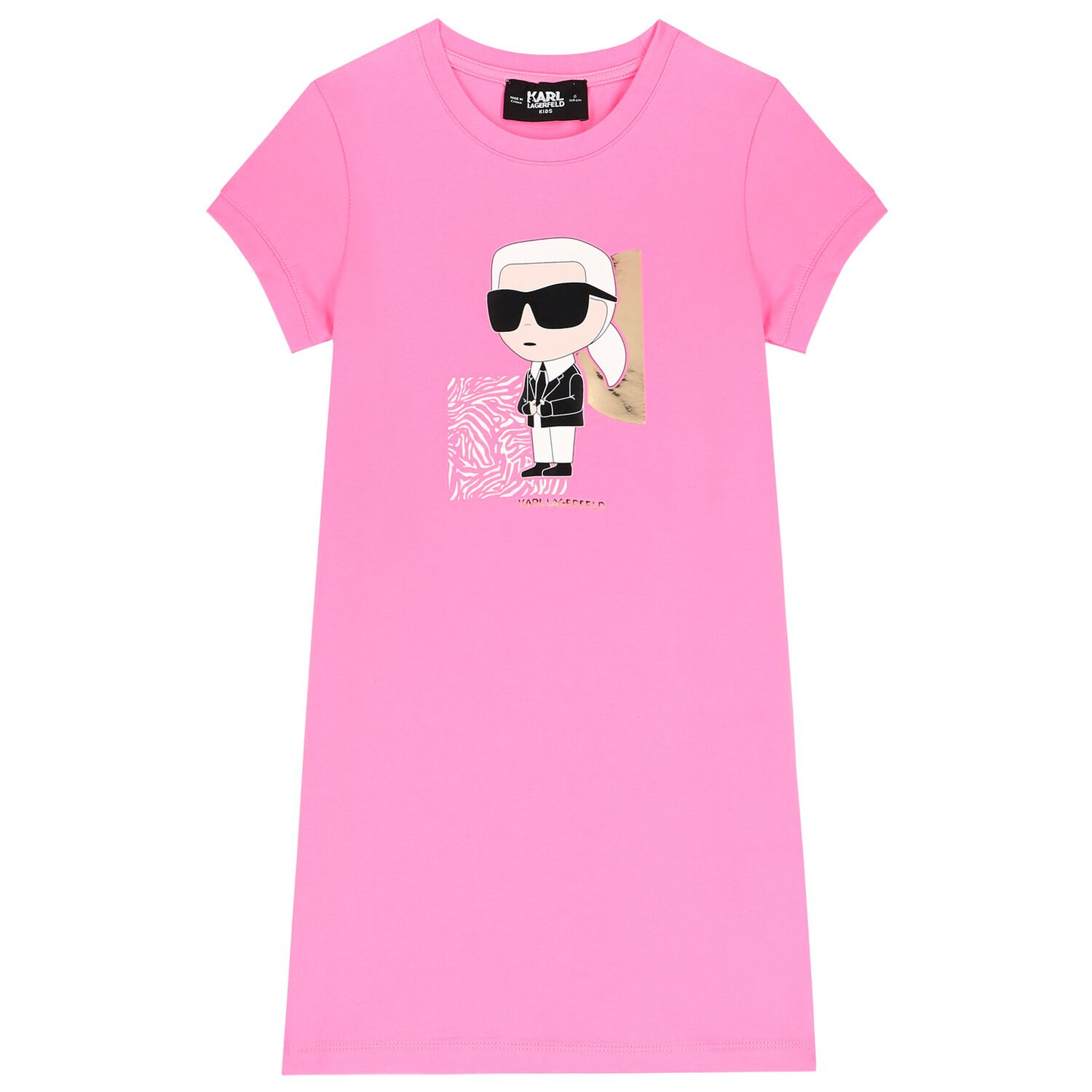 Girls Pink Ikonik Karl Logo Dress, 1, hi-res image number null