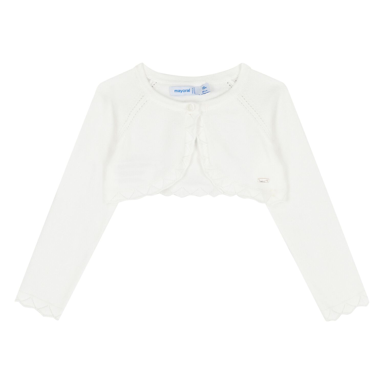 Younger Girls Ivory Knitted Cardigan, 2, hi-res