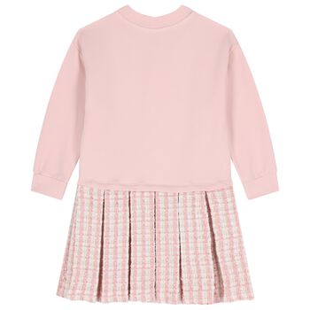 Girls Pink Tweed Sweatshirt Dress