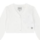 Younger Girls White Knitted Cardigan, 1, hi-res