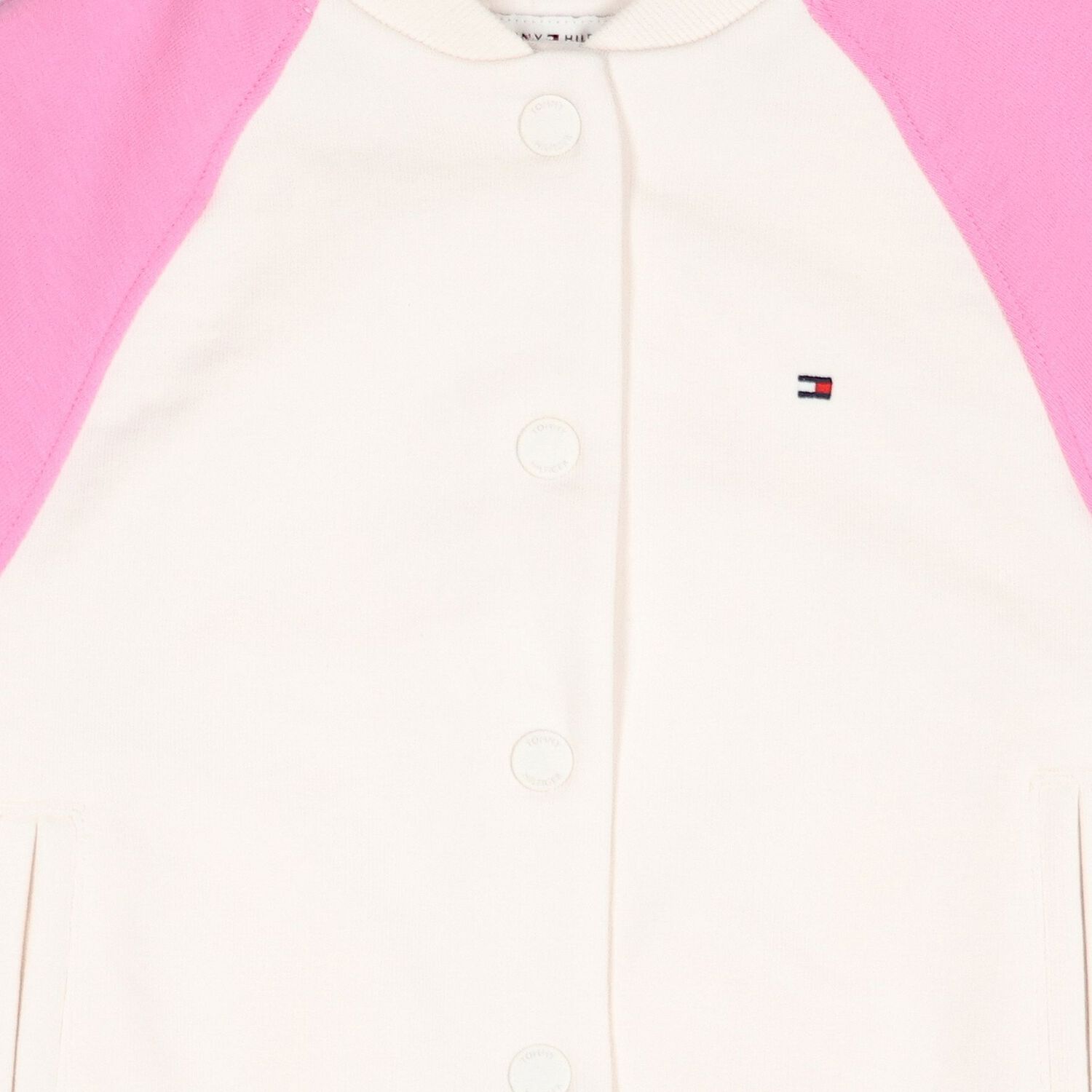 Girls Ivory & Pink Embellished Logo Bomber Jacket, 1, hi-res