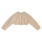 Younger Girls Beige Knitted Cardigan, 1, hi-res