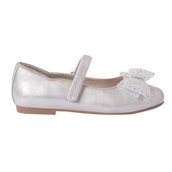 Girls Silver Bow Shoes