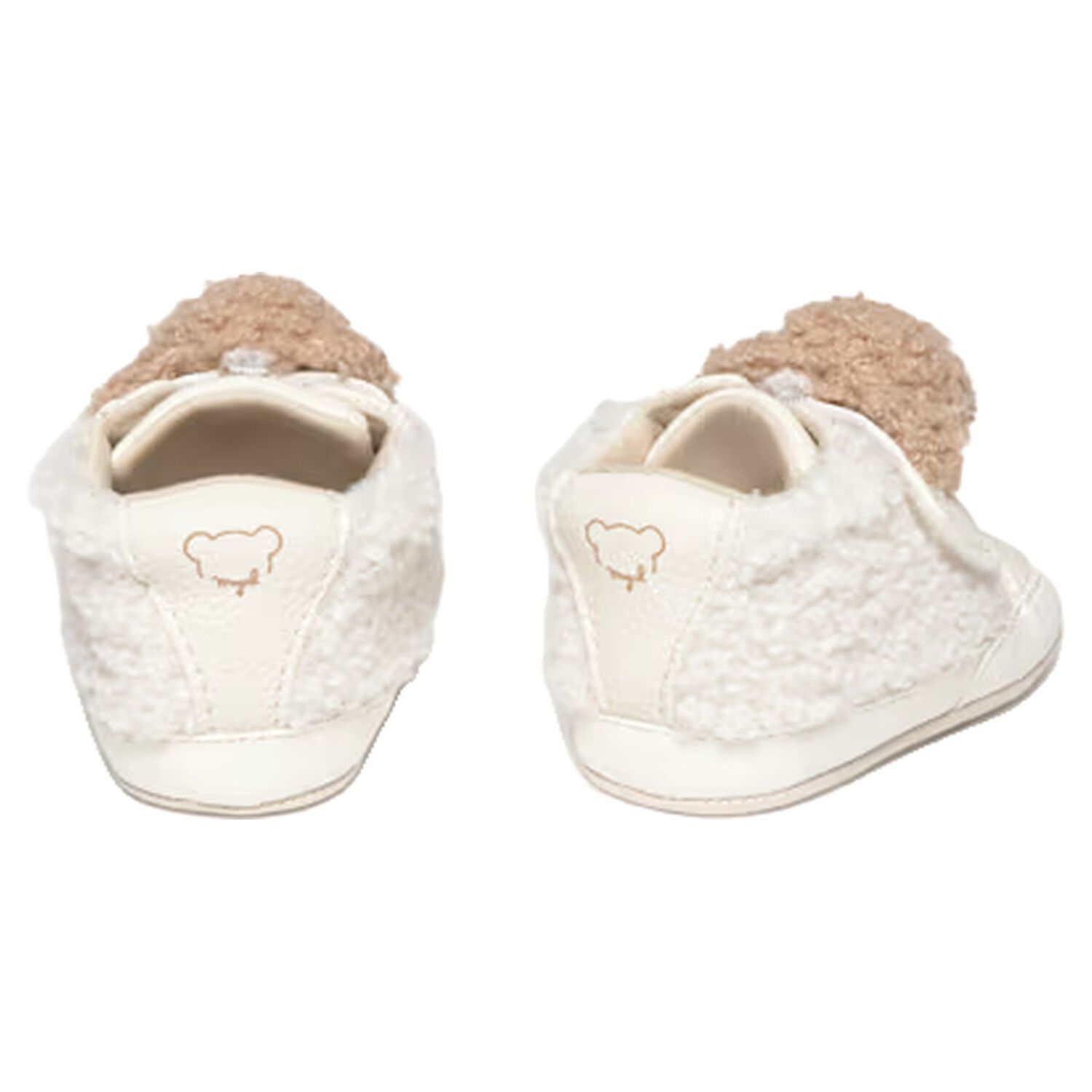 Ivory & Beige Sherpa Teddy Bear Baby Pre Walker Shoes, 1, hi-res