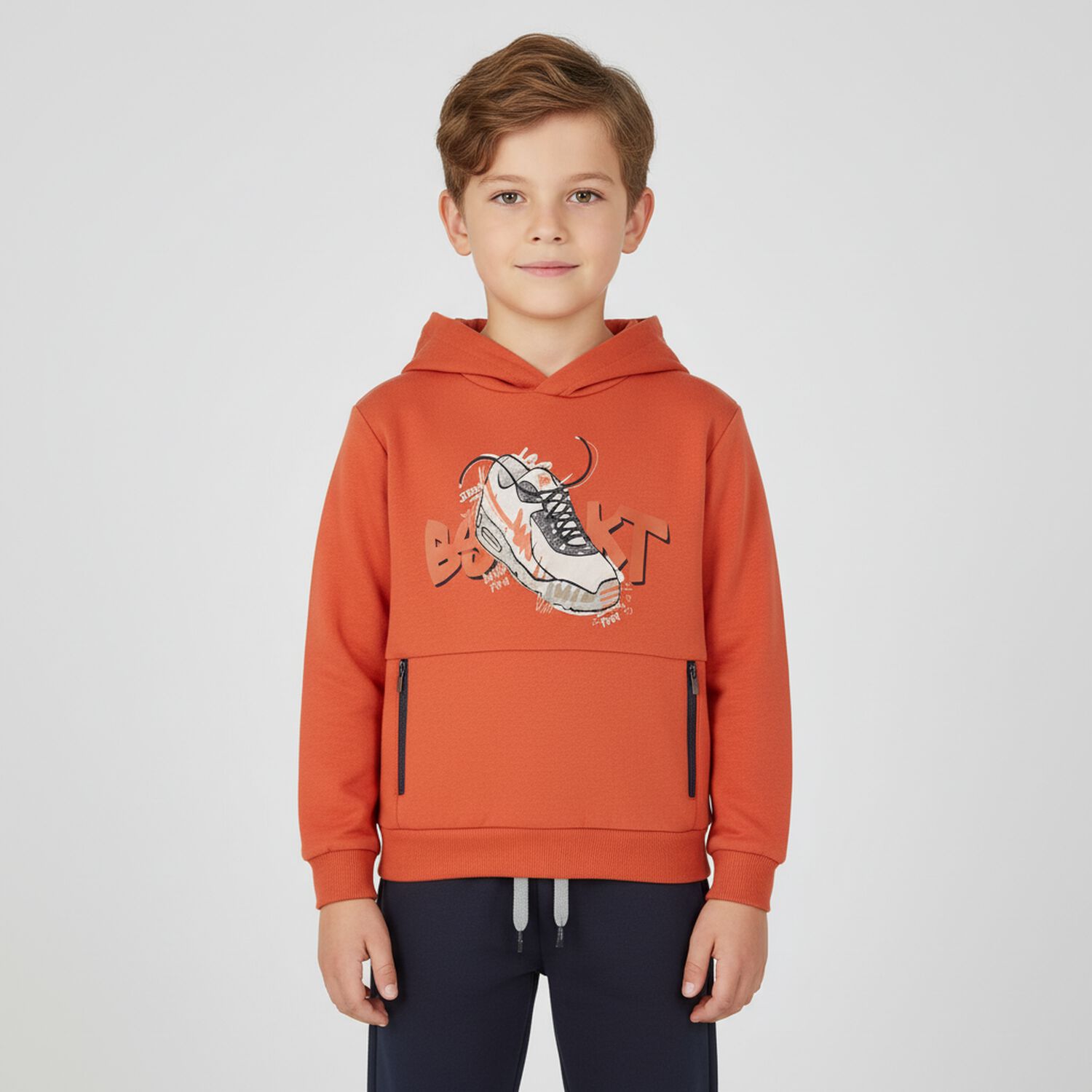 Boys Orange & Grey Tracksuit, 2, hi-res