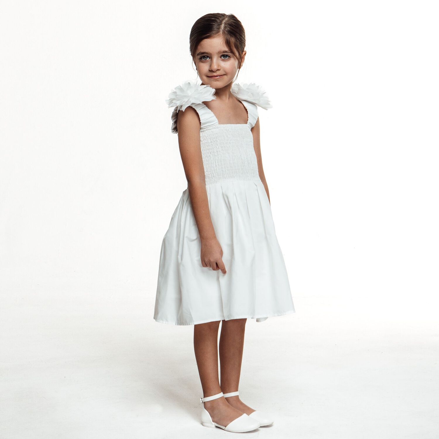 Girls White Flower Dress, 1, hi-res image number null