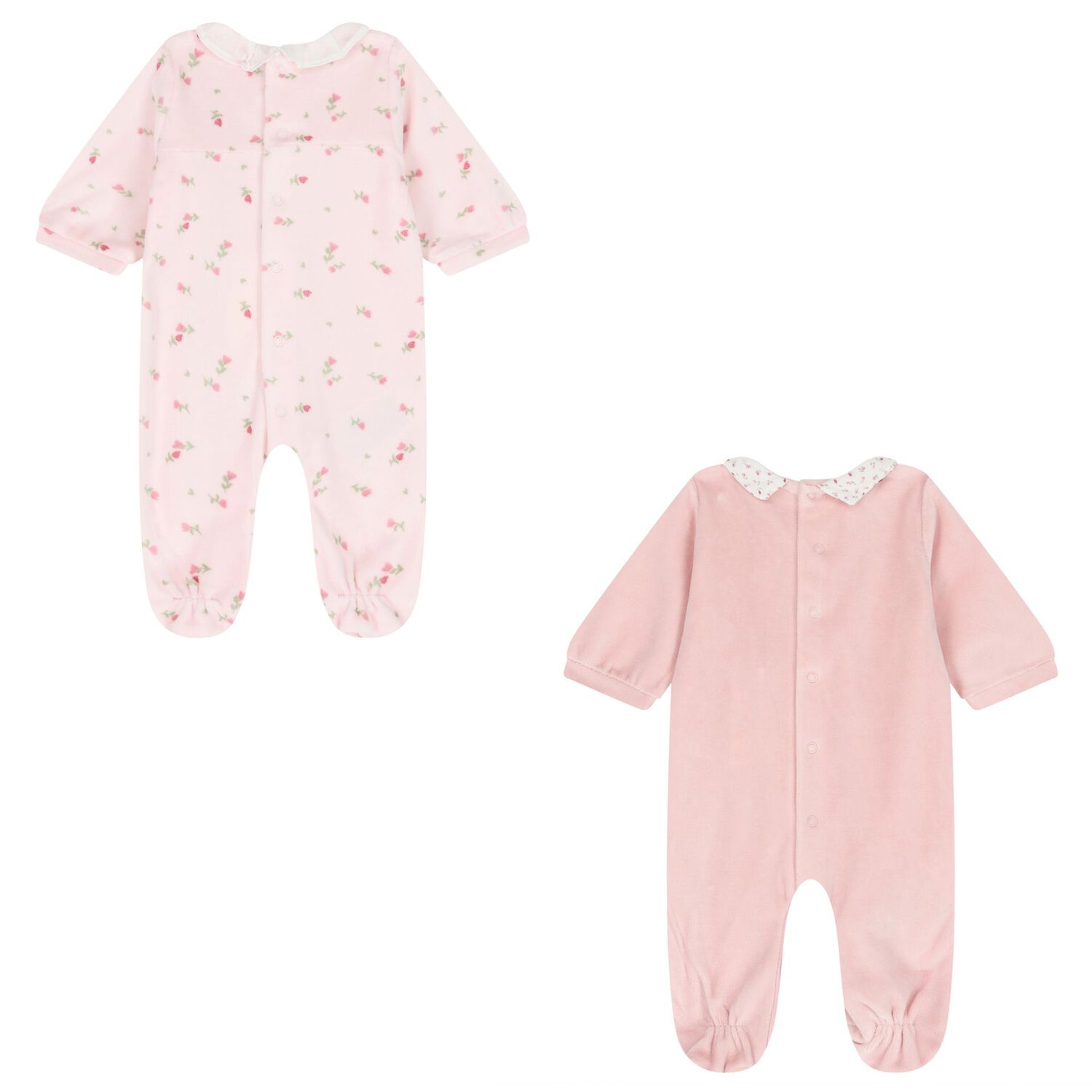 Baby Girls Pink Floral Babygrows ( 2-Pack ), 2, hi-res