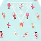 Girls Aqua Printed Logo Swimsuit, 1, hi-res